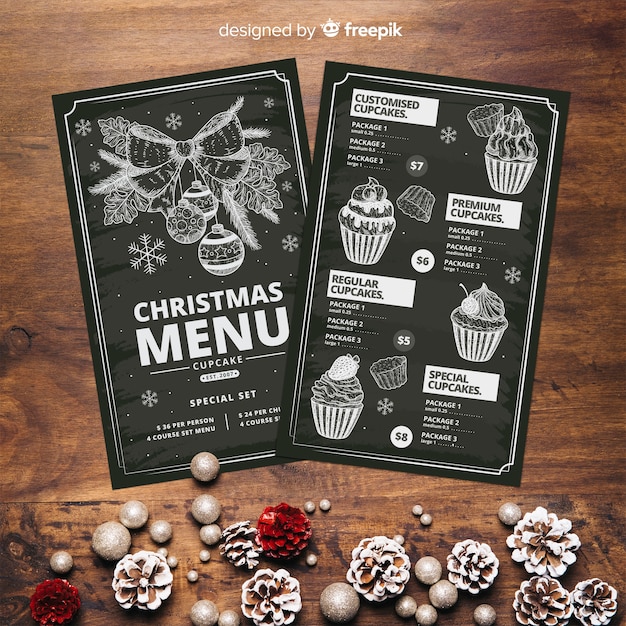 Hand getrokken kerstmenu