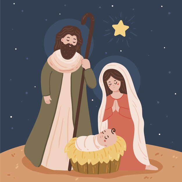 Hand getrokken kerststal