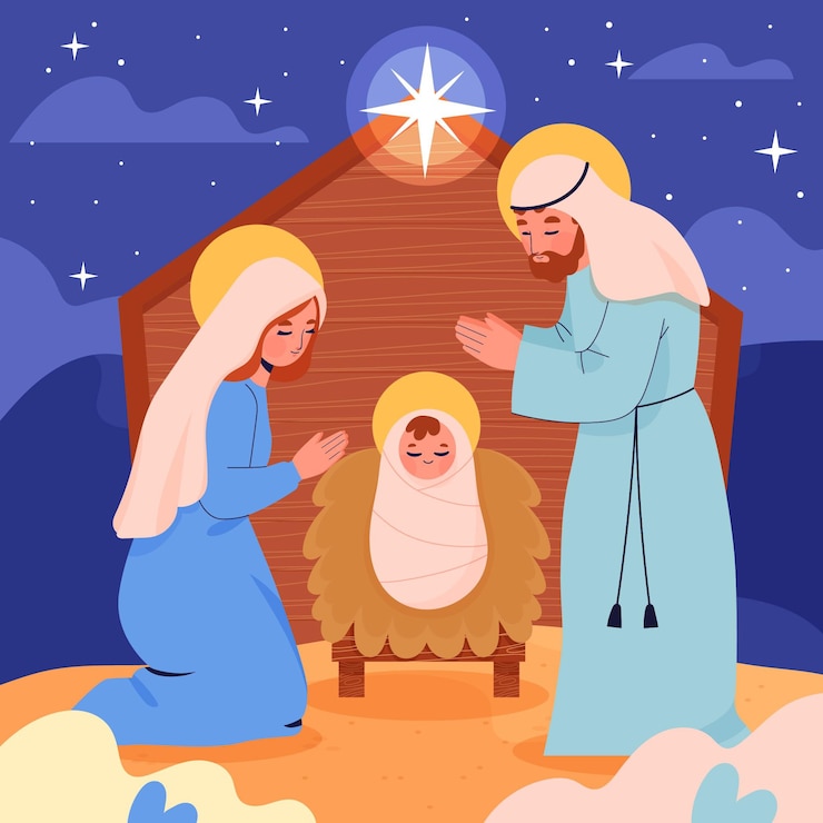 Gratis Vector hand getrokken kerststal