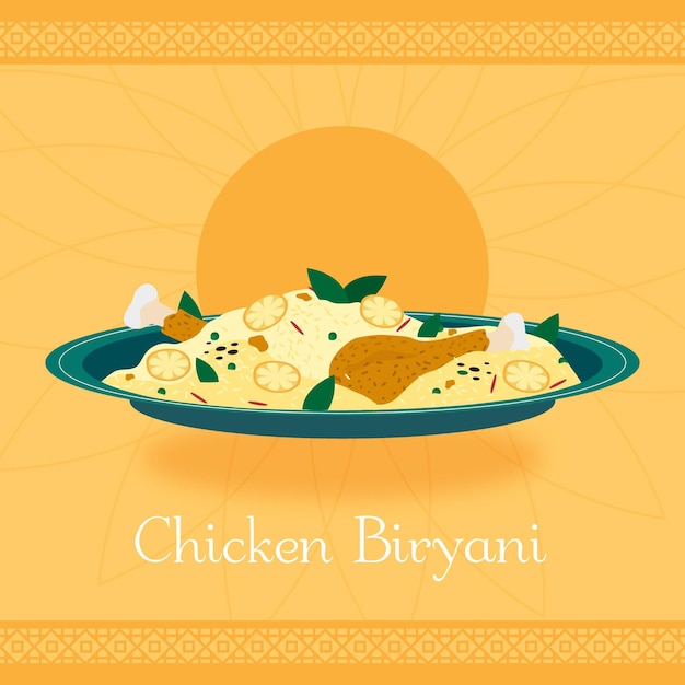 Gratis vector hand getrokken kip biryani