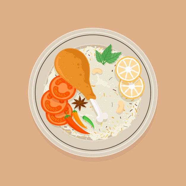 Gratis vector hand getrokken kip biryani