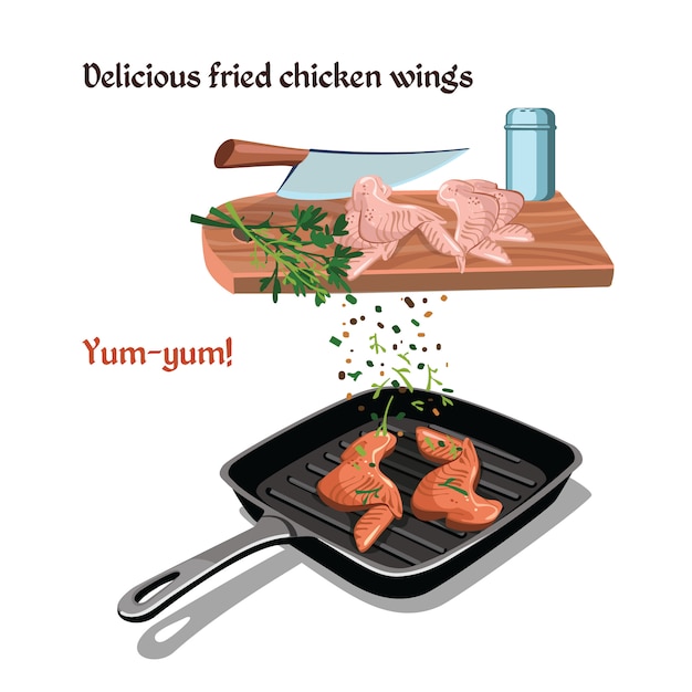 Gratis vector hand getrokken kip voorbereiding concept