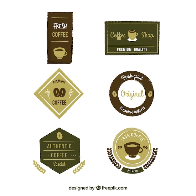 Gratis vector hand getrokken koffie badges