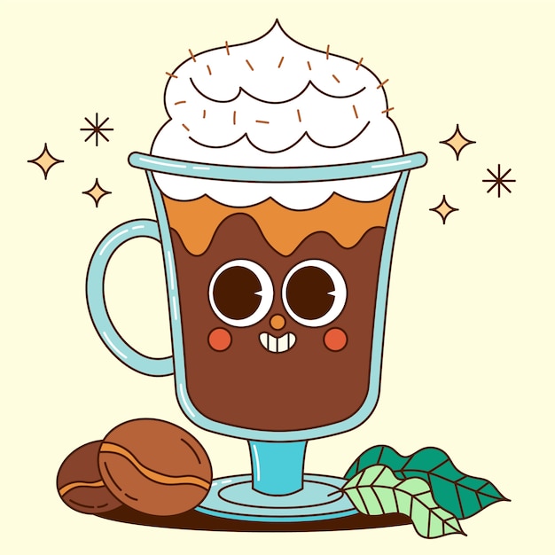 Gratis vector hand getrokken koffie cartoon afbeelding