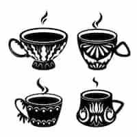 Gratis vector hand getrokken koffiekopje silhouet set