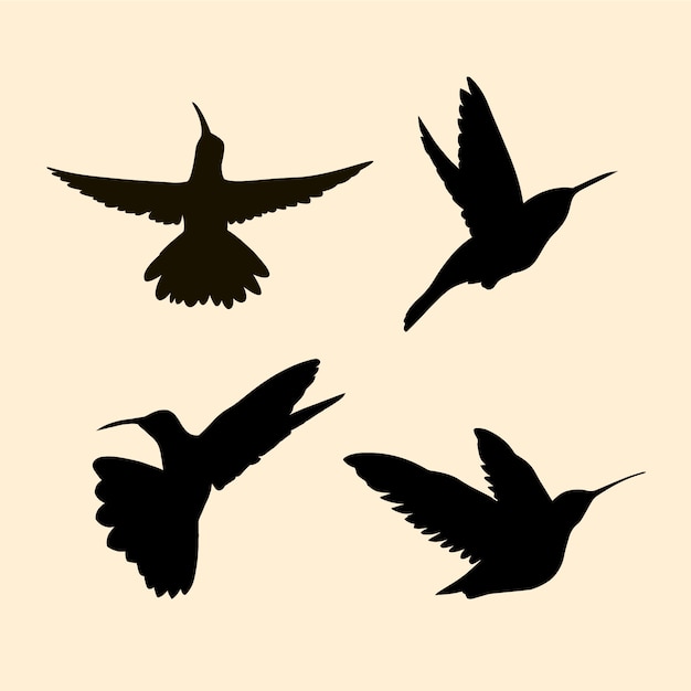 Gratis vector hand getrokken kolibrie silhouet