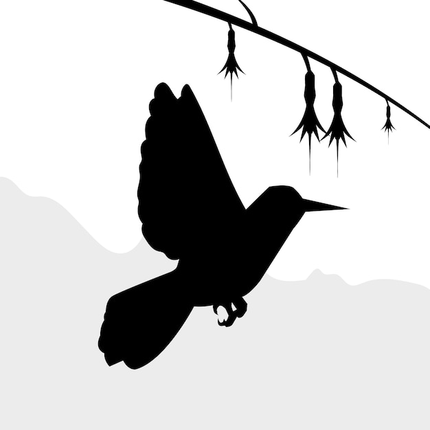 Hand getrokken kolibrie silhouet