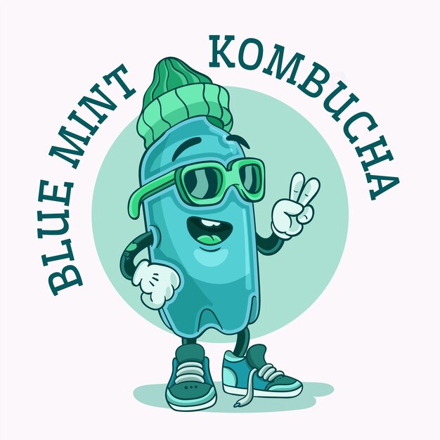 Hand getrokken kombucha logo sjabloon