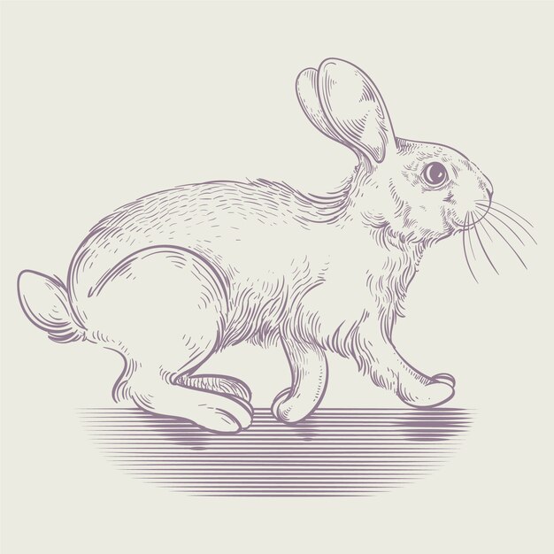 Hand getrokken konijntje schets illustratie