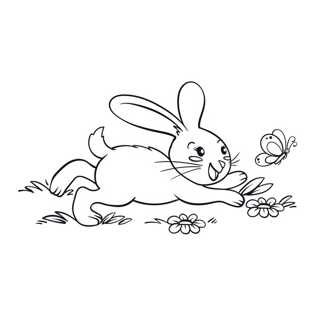 Hand getrokken konijntje schets illustratie
