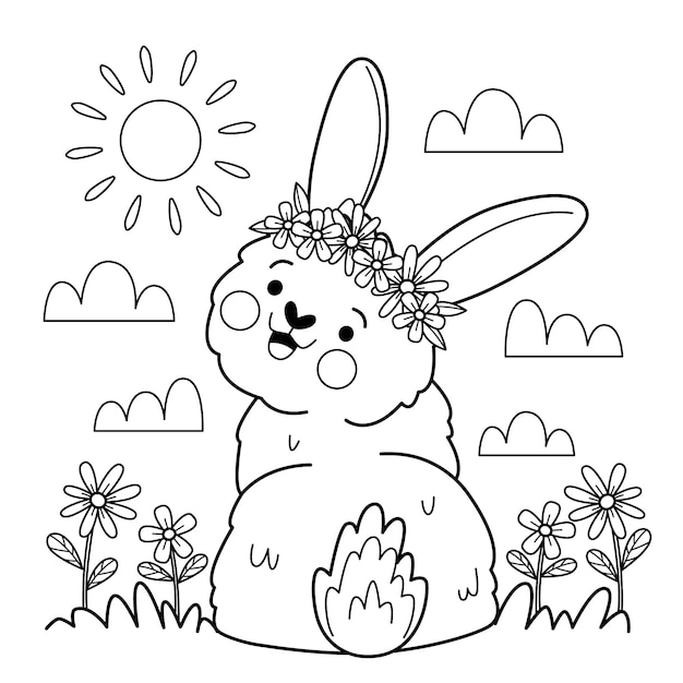 Hand getrokken konijntje schets illustratie