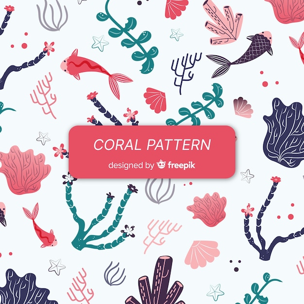 Hand getrokken koraalpatroon