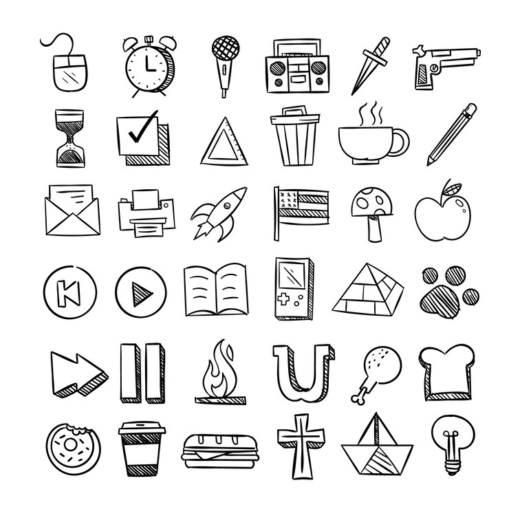 Gratis Vector hand getrokken krabbel elementen collectie
