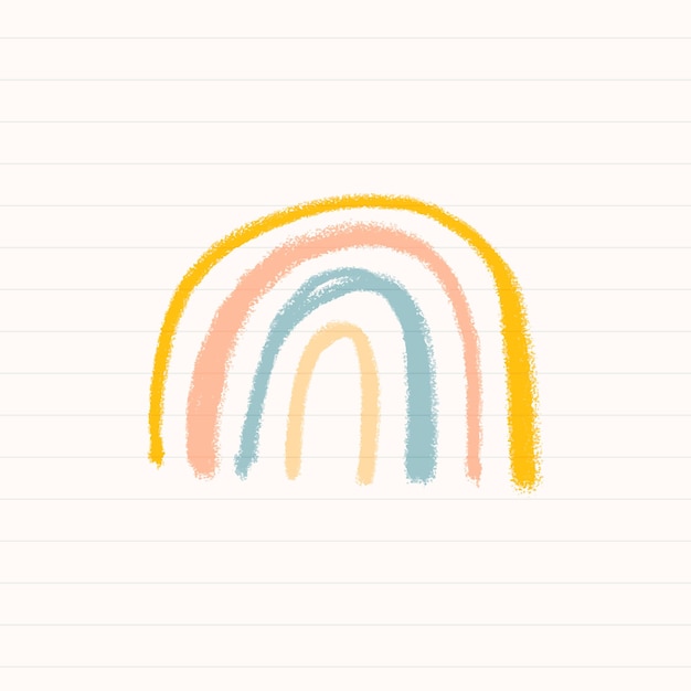 Hand getrokken krijt regenboog vector dagboek schattige doodle voor kinderen