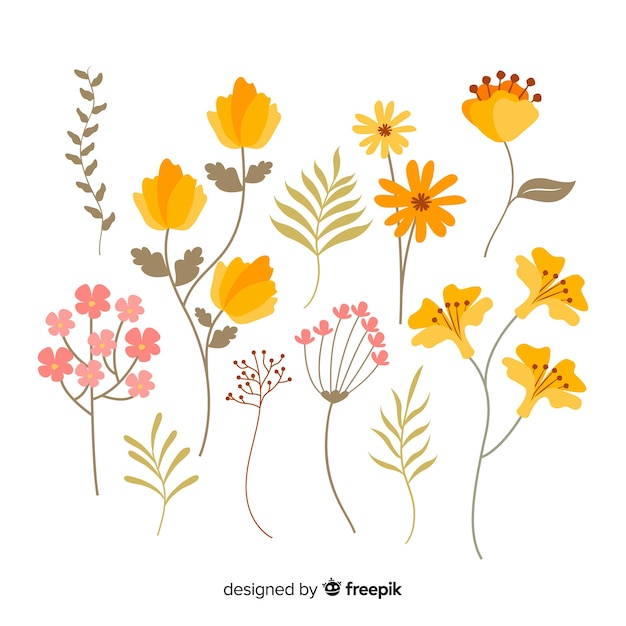 Gratis vector hand getrokken lente bloemen collecion