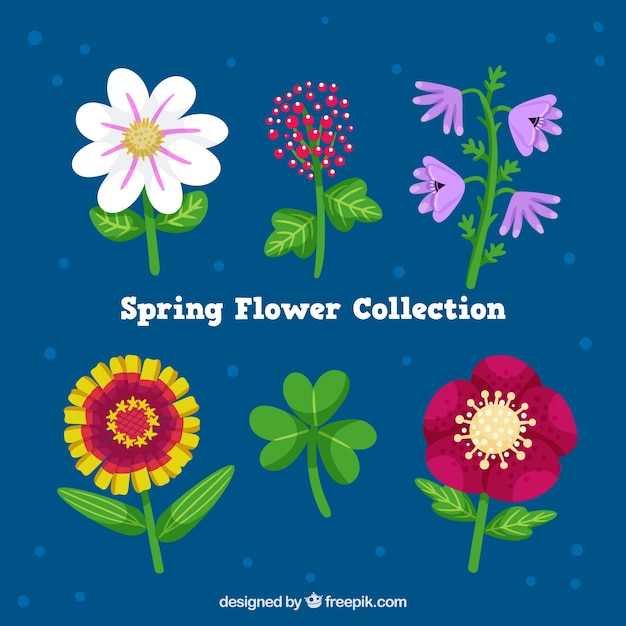 Gratis vector hand getrokken lente bloemen collectie