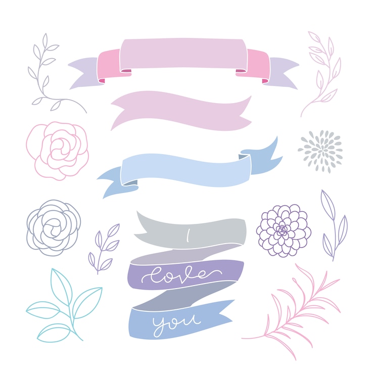 Gratis Vector hand getrokken linten collectie