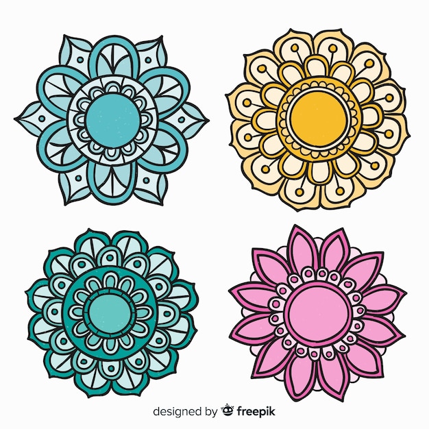 Gratis vector hand getrokken mandala-collectie