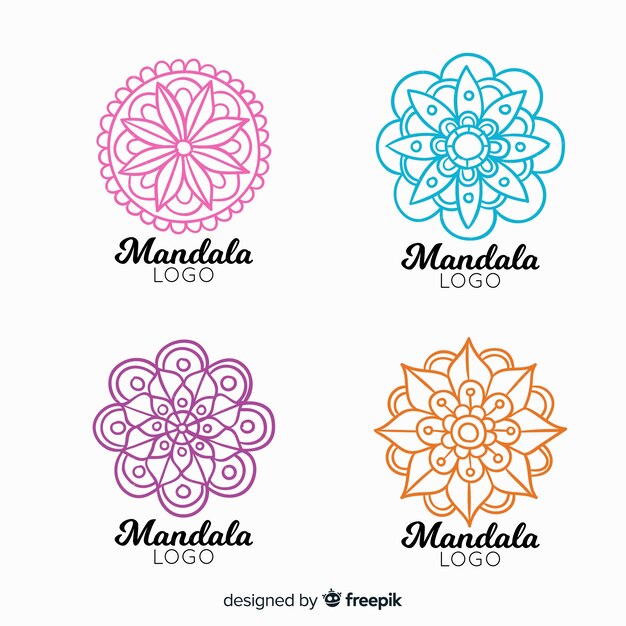 Hand getrokken mandala logo collectie