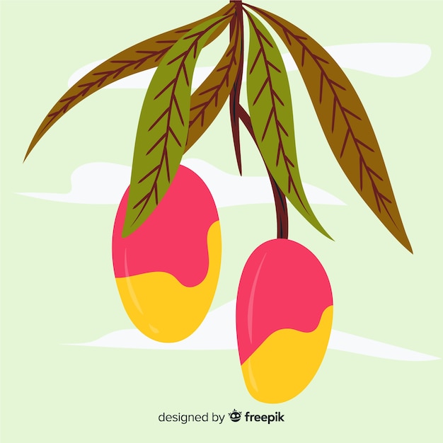 Gratis vector hand getrokken mango achtergrond