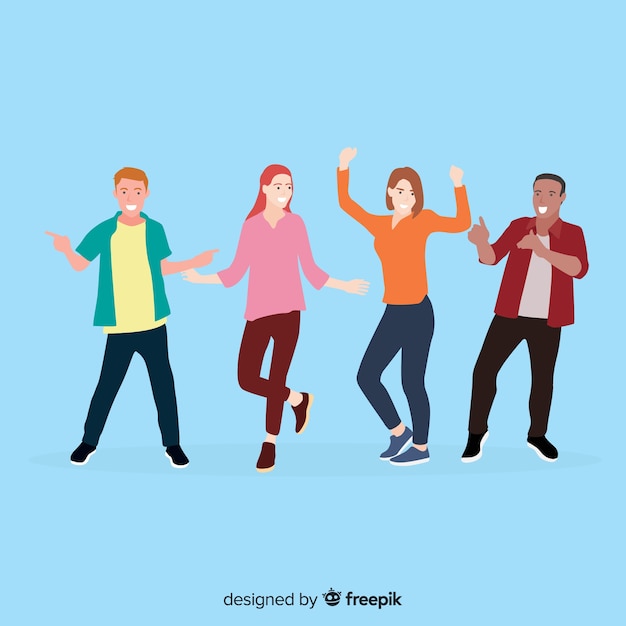 Gratis vector hand getrokken mensen dansen set