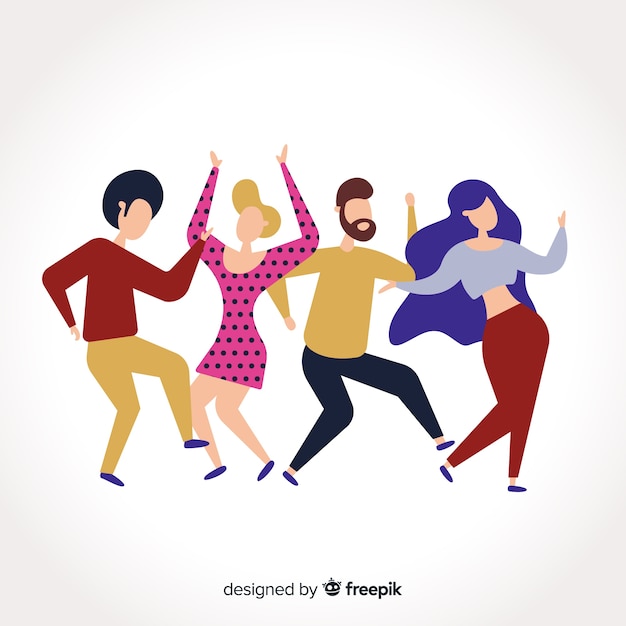 Gratis vector hand getrokken mensen dansen set