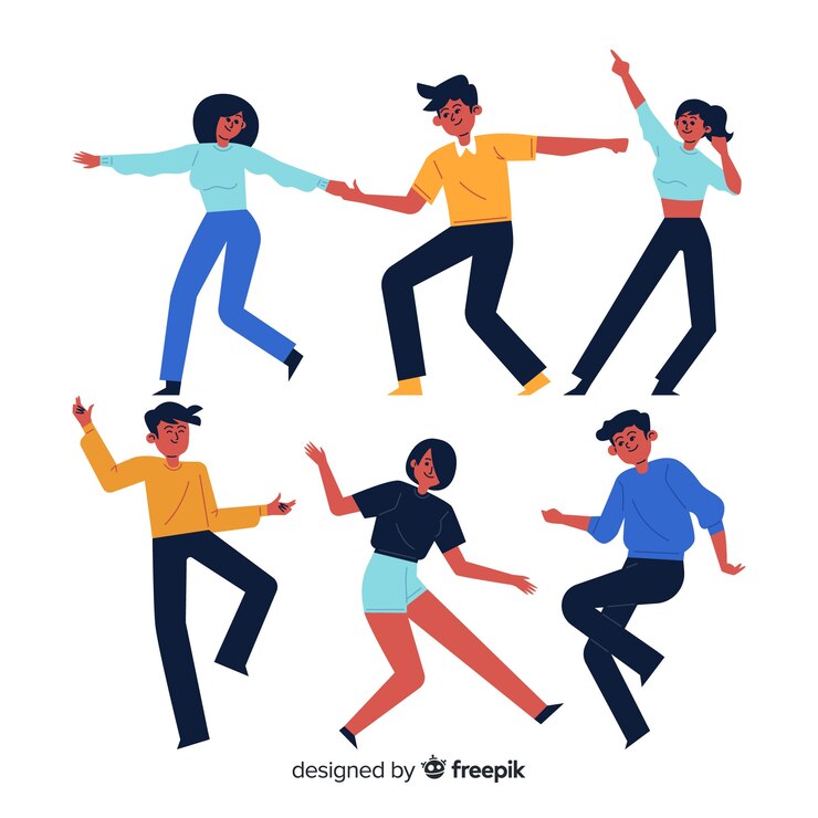 Gratis Vector hand getrokken mensen dansend pak