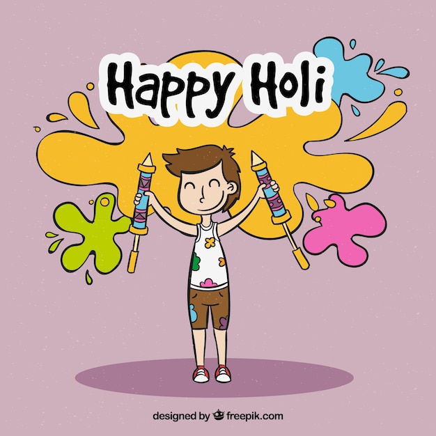 Gratis vector hand getrokken mensen vieren holifestival