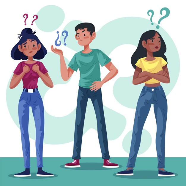 Hand getrokken mensen vragen illustratie