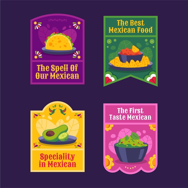 Gratis vector hand getrokken mexicaans restaurant etiketten sjabloon