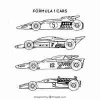 Gratis vector hand getrokken moderne formule 1 raceauto