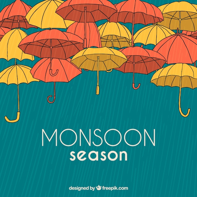 Gratis vector hand getrokken moesson seizoen samenstelling
