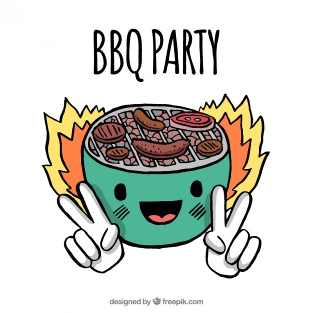 Gratis Vector hand getrokken mooie bbq partij illustratie