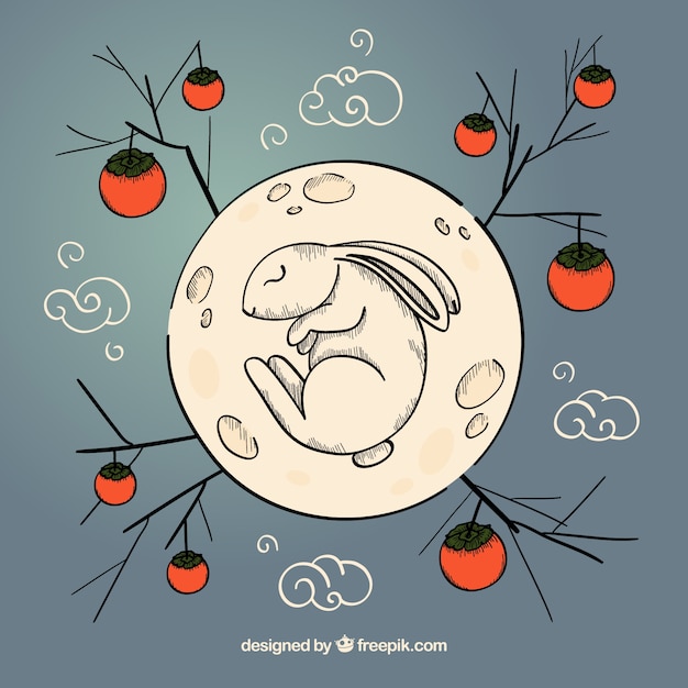 Gratis vector hand getrokken mooie chuseok samenstelling