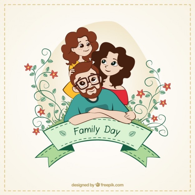 Gratis vector hand getrokken mooie familie-kaart