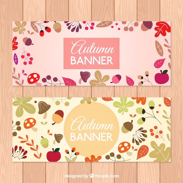 Hand getrokken mooie vintage banners van de herfst