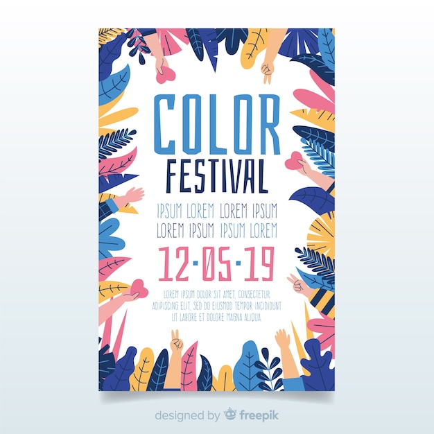 Gratis vector hand getrokken muziek festival poster sjabloon