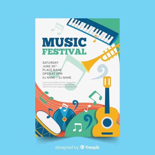 Hand getrokken muziekfestivalaffiche