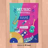 Gratis vector hand getrokken muziekfestivalaffiche