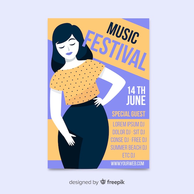 Hand getrokken muziekfestivalaffiche