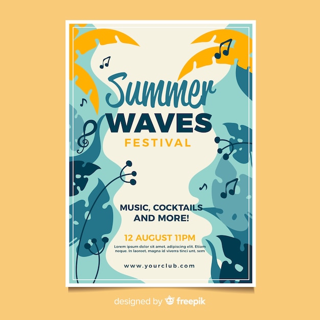 Gratis vector hand getrokken muziekfestivalaffiche