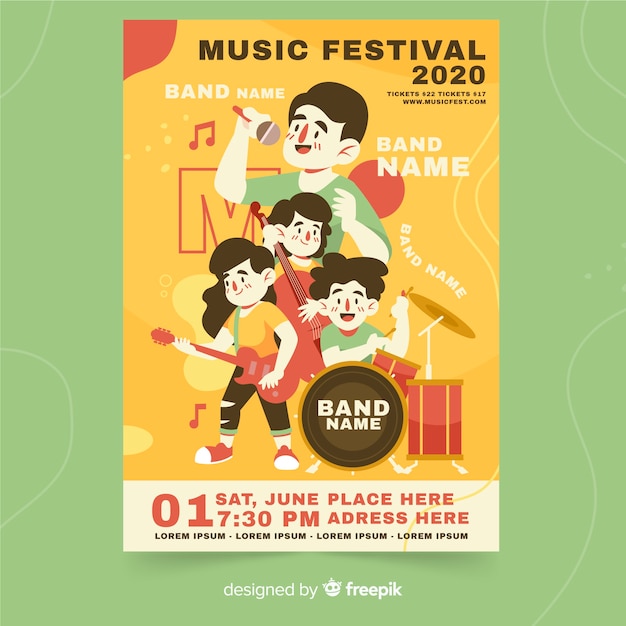 Hand getrokken muziekfestivalaffiche