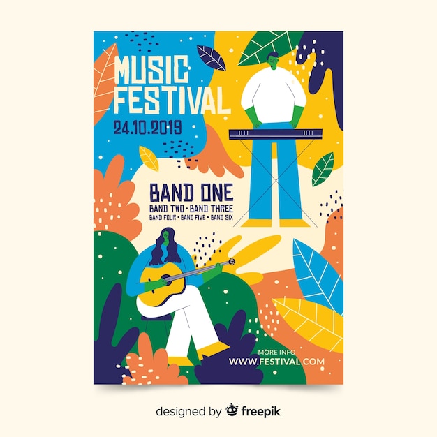 Hand getrokken muziekfestivalaffiche