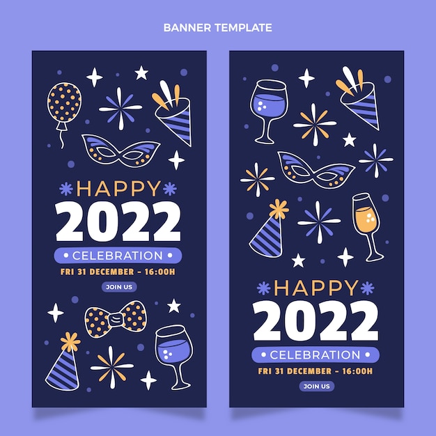 Gratis vector hand getrokken nieuwe jaar verticale banners set