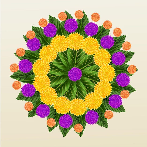 Gratis vector hand getrokken onam bloemendecoratie