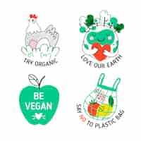 Gratis vector hand getrokken ontwerp ecologie badges