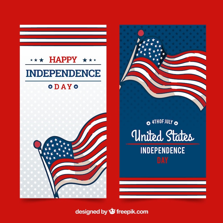 Gratis Vector hand getrokken pak vs indepence banners
