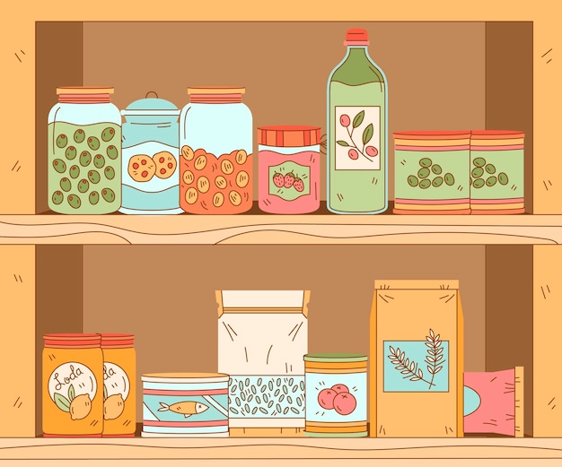 Hand getrokken pantry illustratie