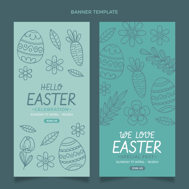 Gratis vector hand getrokken pasen verticale banners set