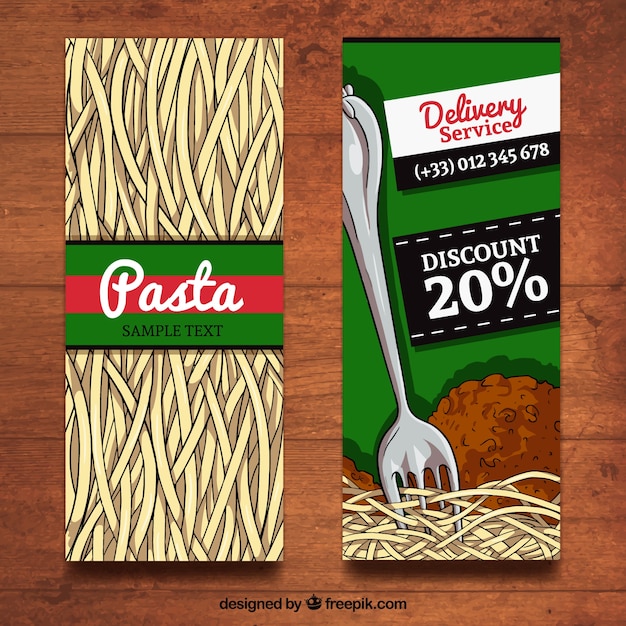 Gratis vector hand getrokken pasta discount banners